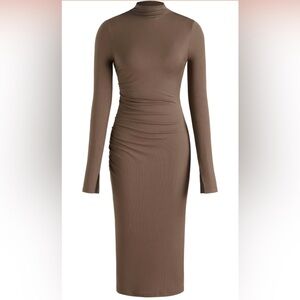 Elegant Brown Long Sleeve Dress